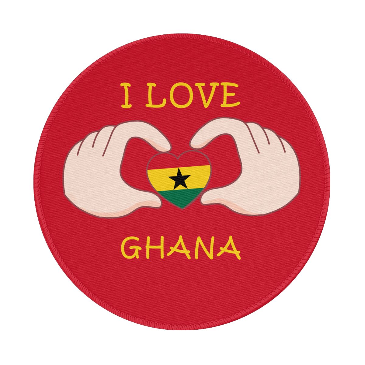 I Love Ghana Non-Slip Rubber Round Mouse Pad