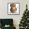 Peinture diamant hibou-foret rond-30*30cm