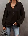 Women's Long Sleeve V Neck Hooded Sweatshirt