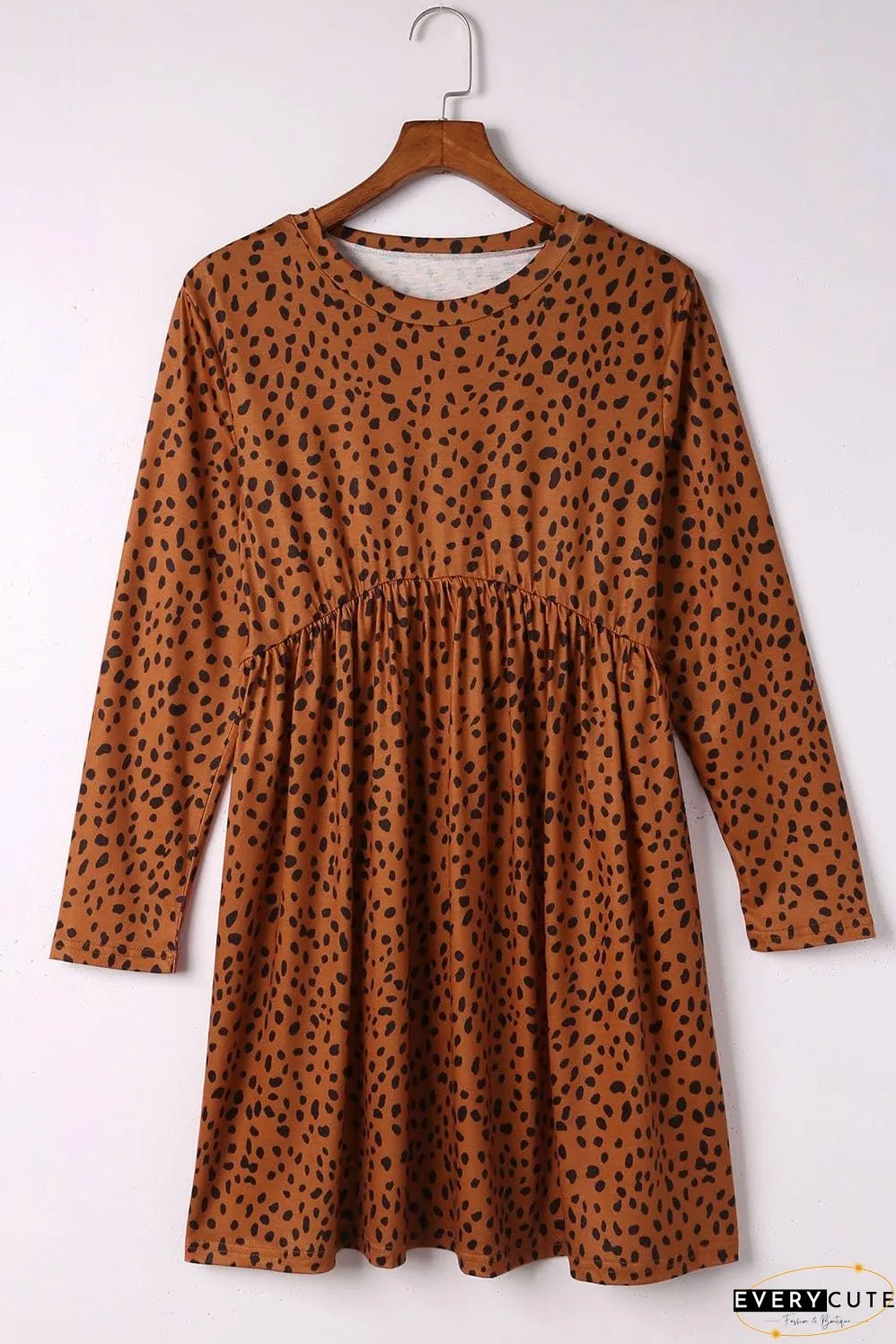 Leopard Print Long Sleeve Mini Dress for Stylish Occasions