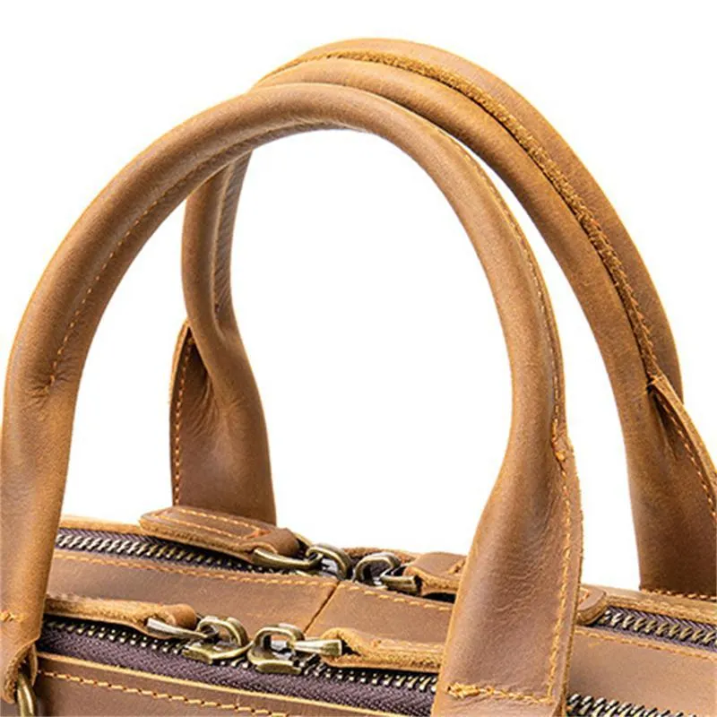 Classic Business Leather Large-Capacity Soft And Comfortable Handbag Waterproof Multifunctional Crossbody Bag