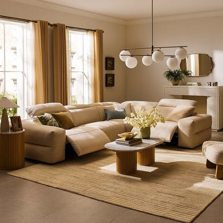 Jaron Performance Fabric Recliner Chaise Sectional Sofa