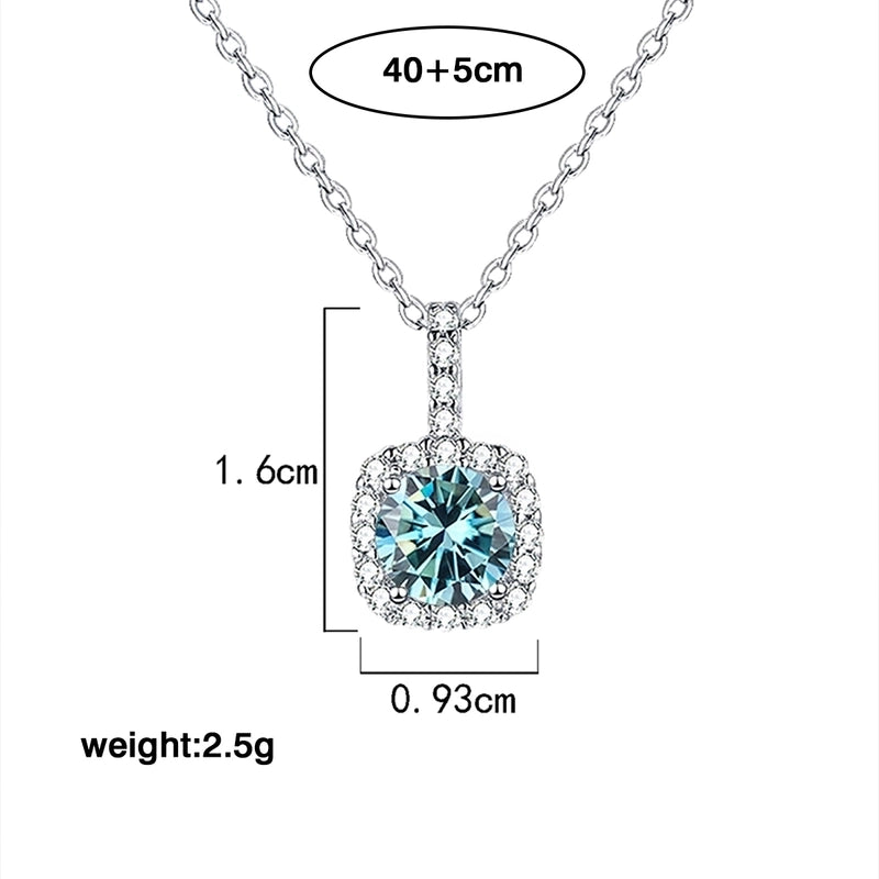 1.0ct Round 925 Sterling Silver 925 Sterling Silver Moissanite O-shaped Chain Plating Inlay Geometric Lab-Grown Diamond Necklace