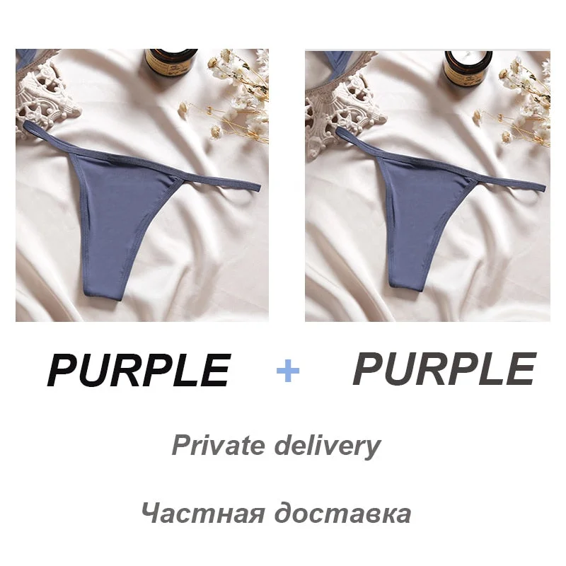 2PCS/Set Sexy Women G-String Underwear Panties Low Waist Panties Female Underpants Cotton Crotch T-back Pantys Thong Lingerie