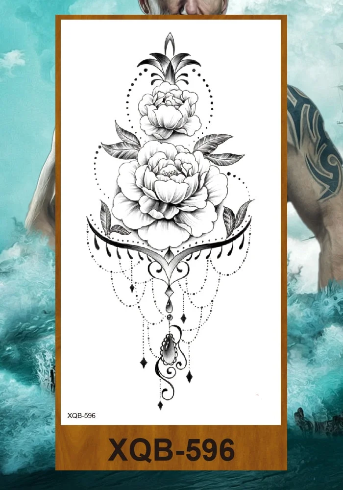 Temporary Tattoos Stickers Woman Arm Neck Chest Fake Necklace Tattos Girl Flower Cute Pussy Cat Body Makeup Waterproof Serpenti