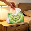 (24cm)Diamond Art Tissue Box Cover DIY PU Desktop(Heart-shaped white daisies)