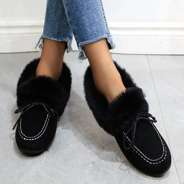 Women Casual Plush Shoes Autumn And Winter Flat Shoes