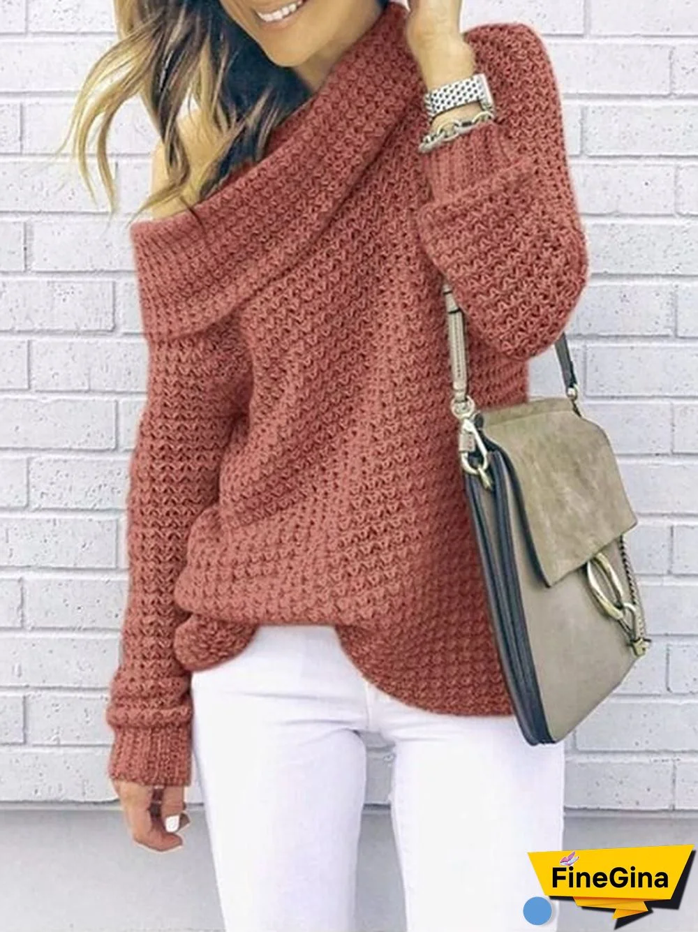 Women's Casual Lapel Solid Color Sweater