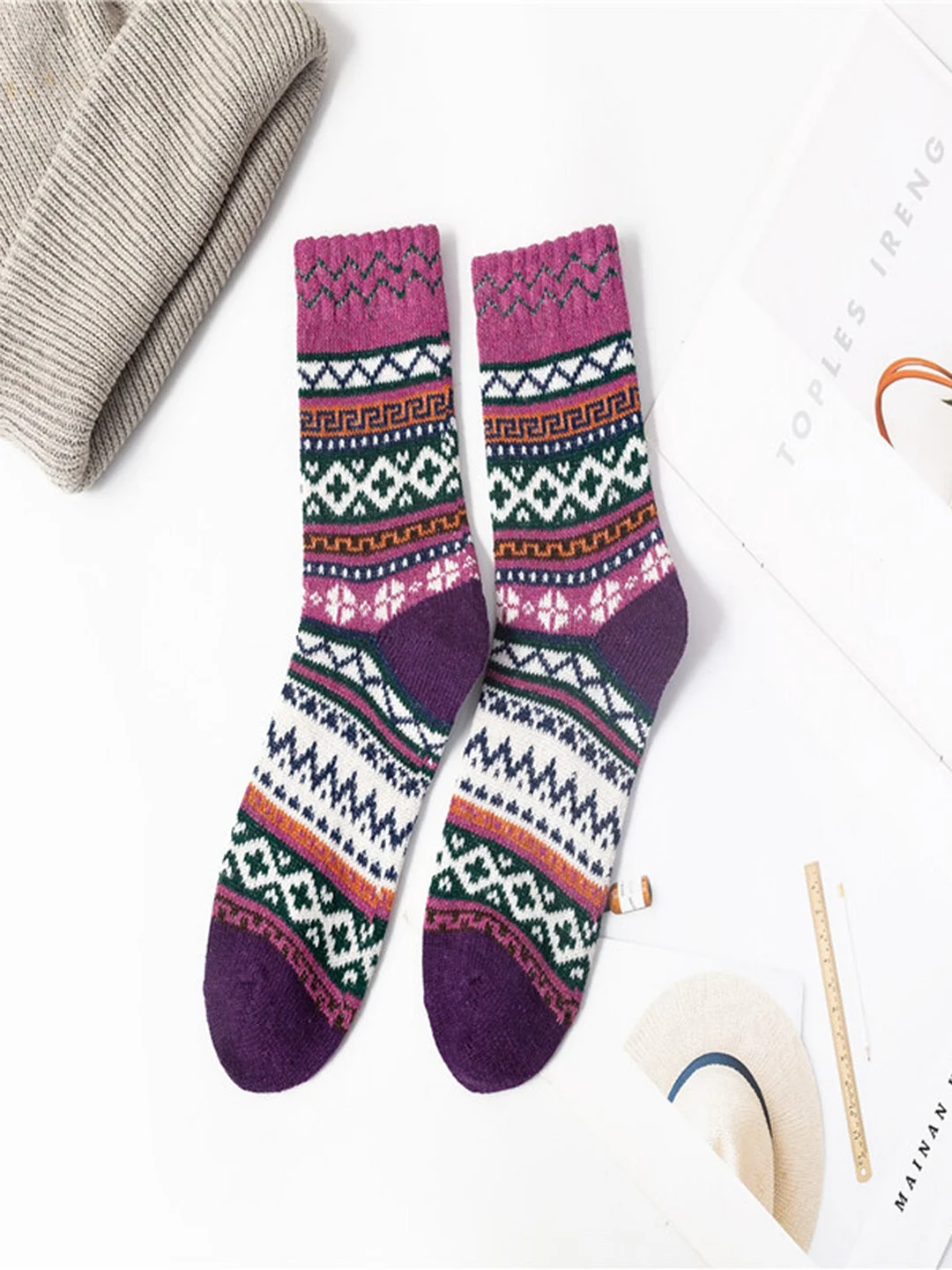 Casual Ethnic Pattern Rabbit Velvet Socks | EGEMISS