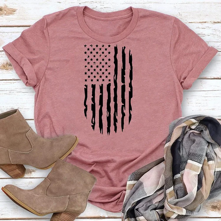American flag Round Neck T-shirt-018171