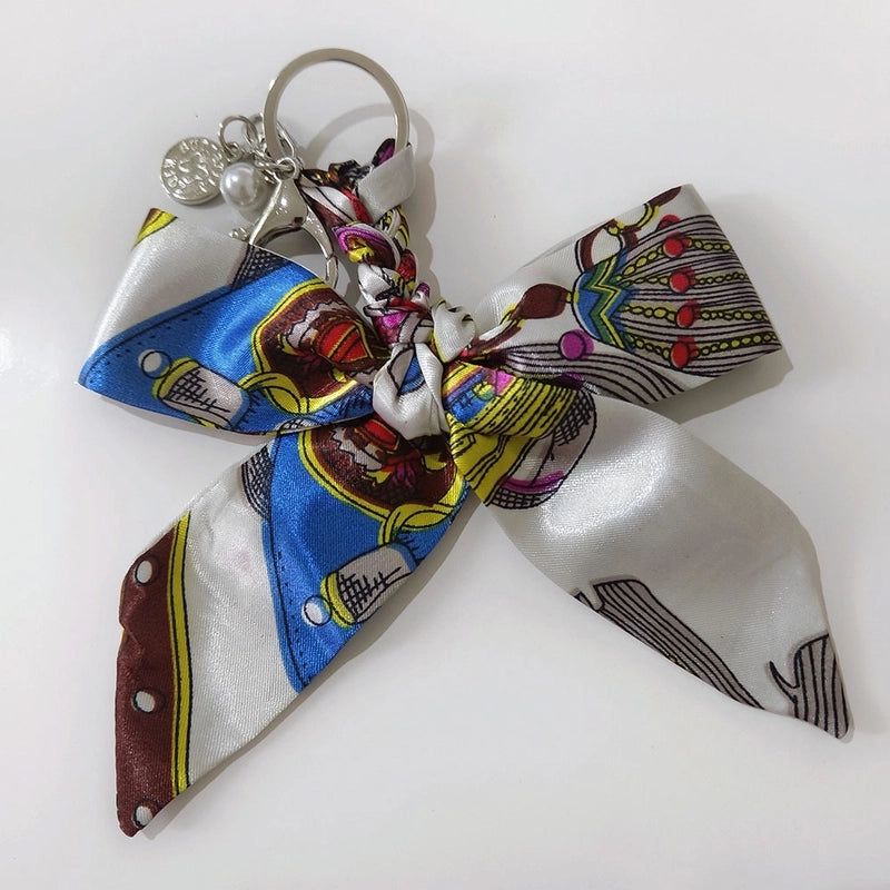 Sweet Minimalist Bow Knot Cloth Metal Unisex Bag Pendant Keychain