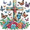 Croix papillon en forme sp&eacute;ciale 5D perforatrice partielle, diamants, dots, kits d&rsquo;art pr&eacute;cieux pour adultes, d&eacute;butants, d&eacute;coration int&eacute;rieure, peintu