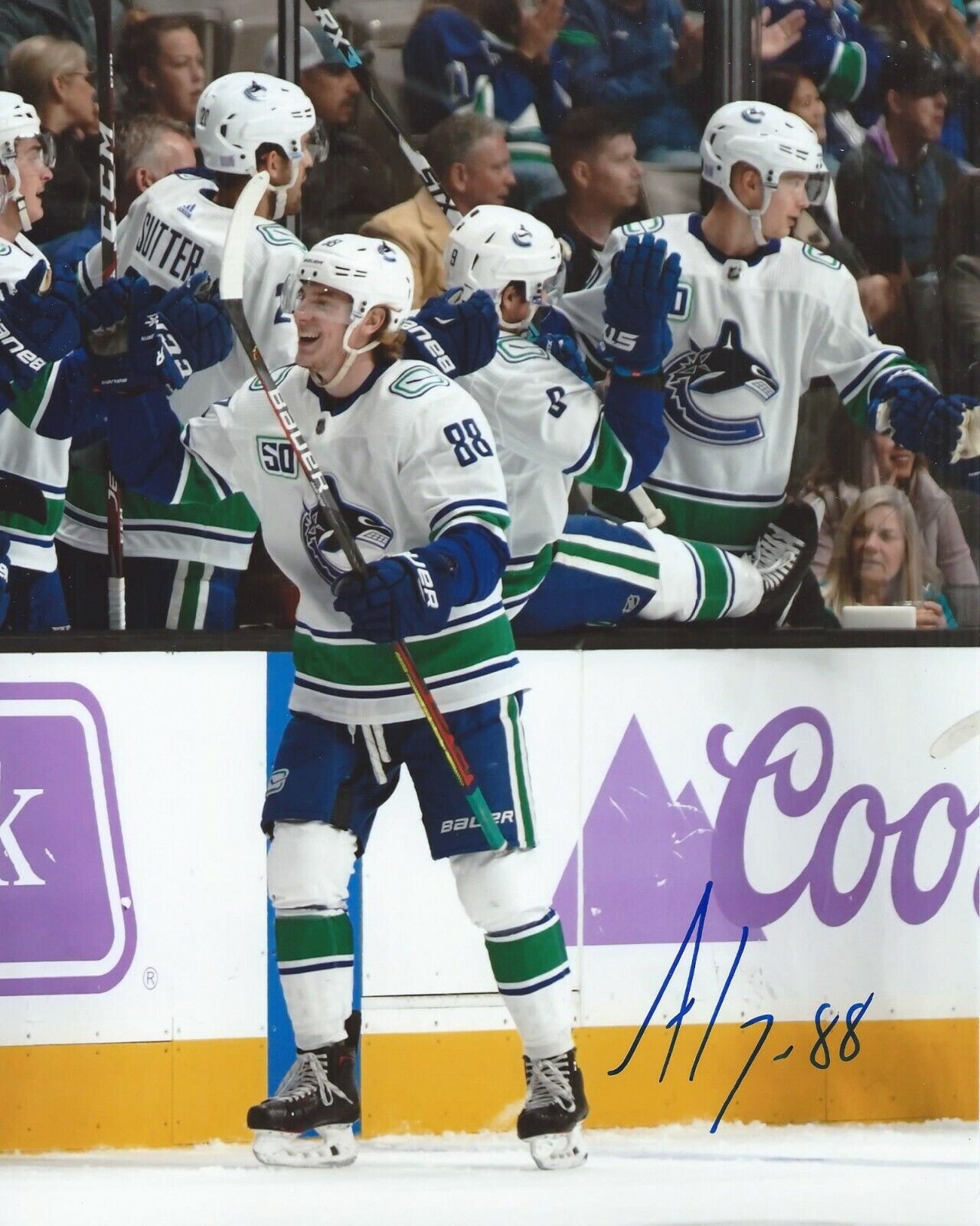 Adam Gaudette Signed 8x10 Photo Poster painting Vancouver Canucks Autographed COA E