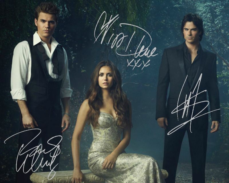 The Vampire Diaries - Wesley & Somerhalder & Dobrev Autograph Signed Photo Poster painting Print