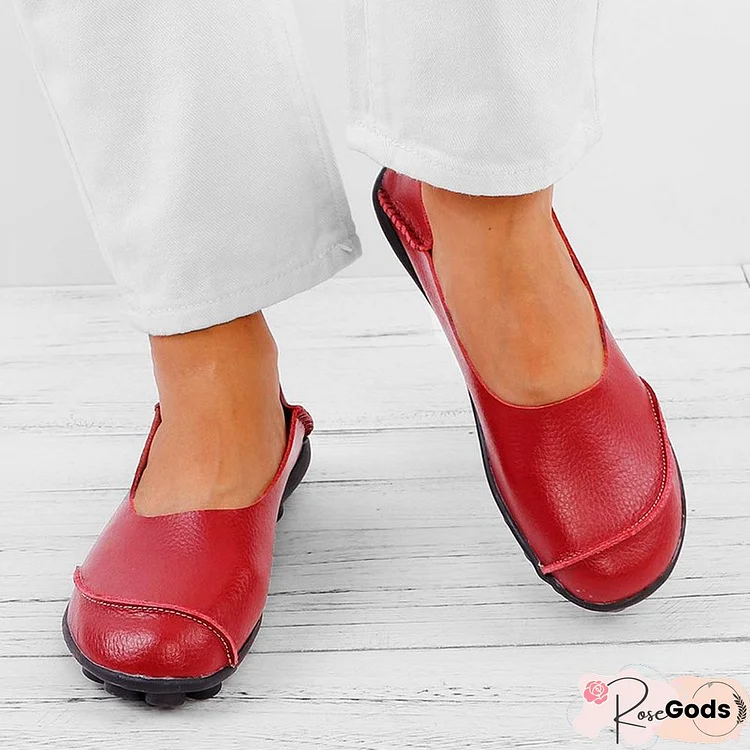 Leather Casual Flat Heel Shoes