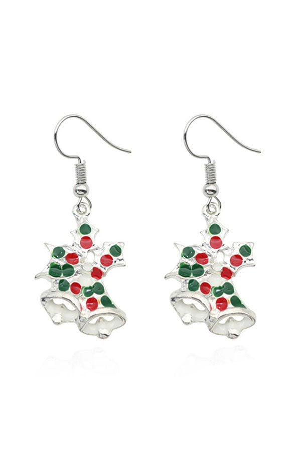 Fashion Lovely Christmas Small Bell Pendant Dangle Earrings Silvery-elleschic