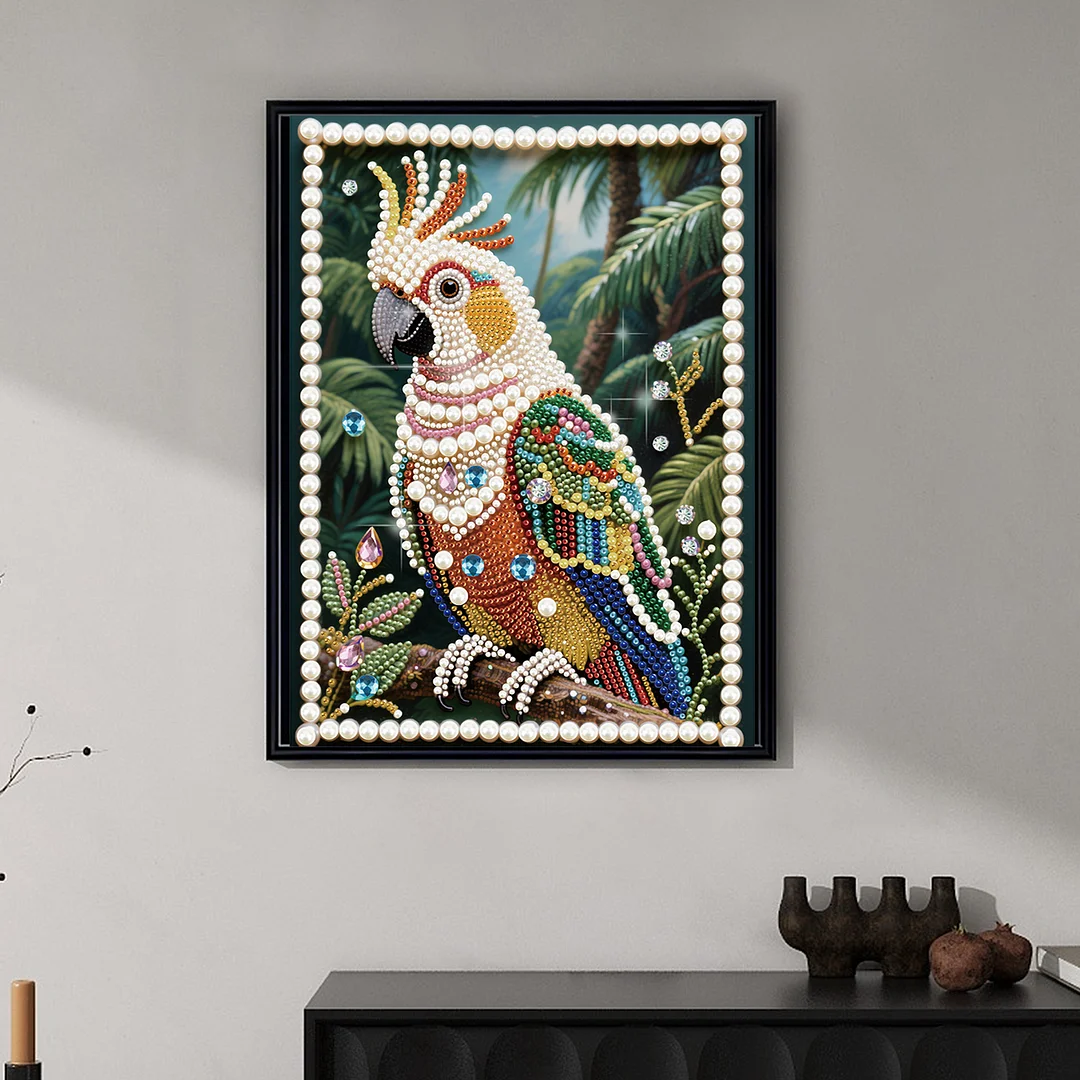 Yellow Parrot DIY Partial Diamond Pearl Painting Art Kits 30x40cm Special Shape Pearl Gem Paintings Picture Arts Craft for Home Wall Decor