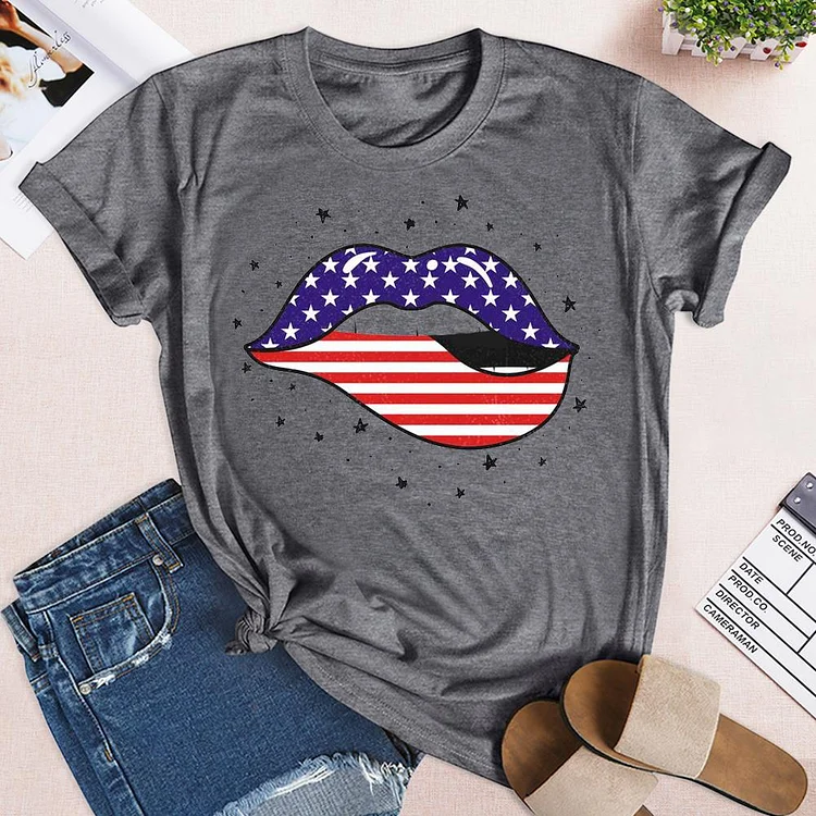 Independence Day Star Lips T-shirt Tee-Annaletters