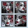 (US Only)4pcs 40x40cm Women 5D DIY Special Shape Crystal Partial Diamond Painting Kit