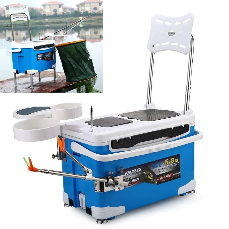 Multifunction Fishing Box Chair with Bait Tray & Umbrella Stand & Fishing Rod Stand Fishing Kit