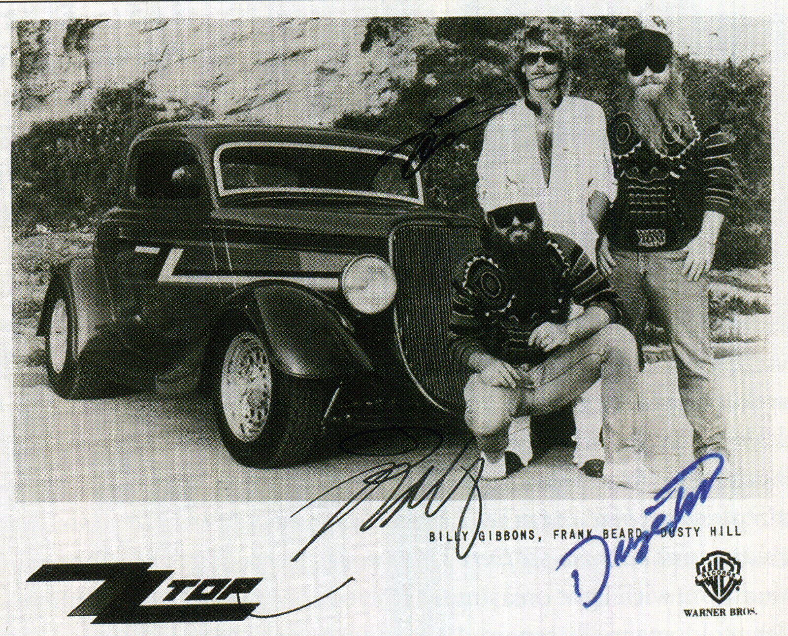 ZZ TOP Signed 'Warner' Photo Poster paintinggraph - Rock Musicians / Band - preprint