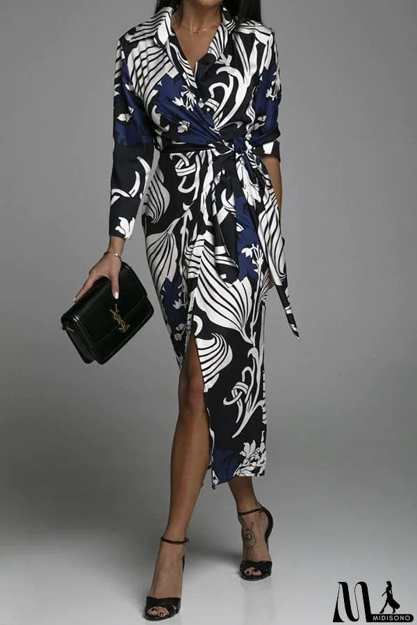 Lasting Daydream Printed Wrap Shirt Midi Dress