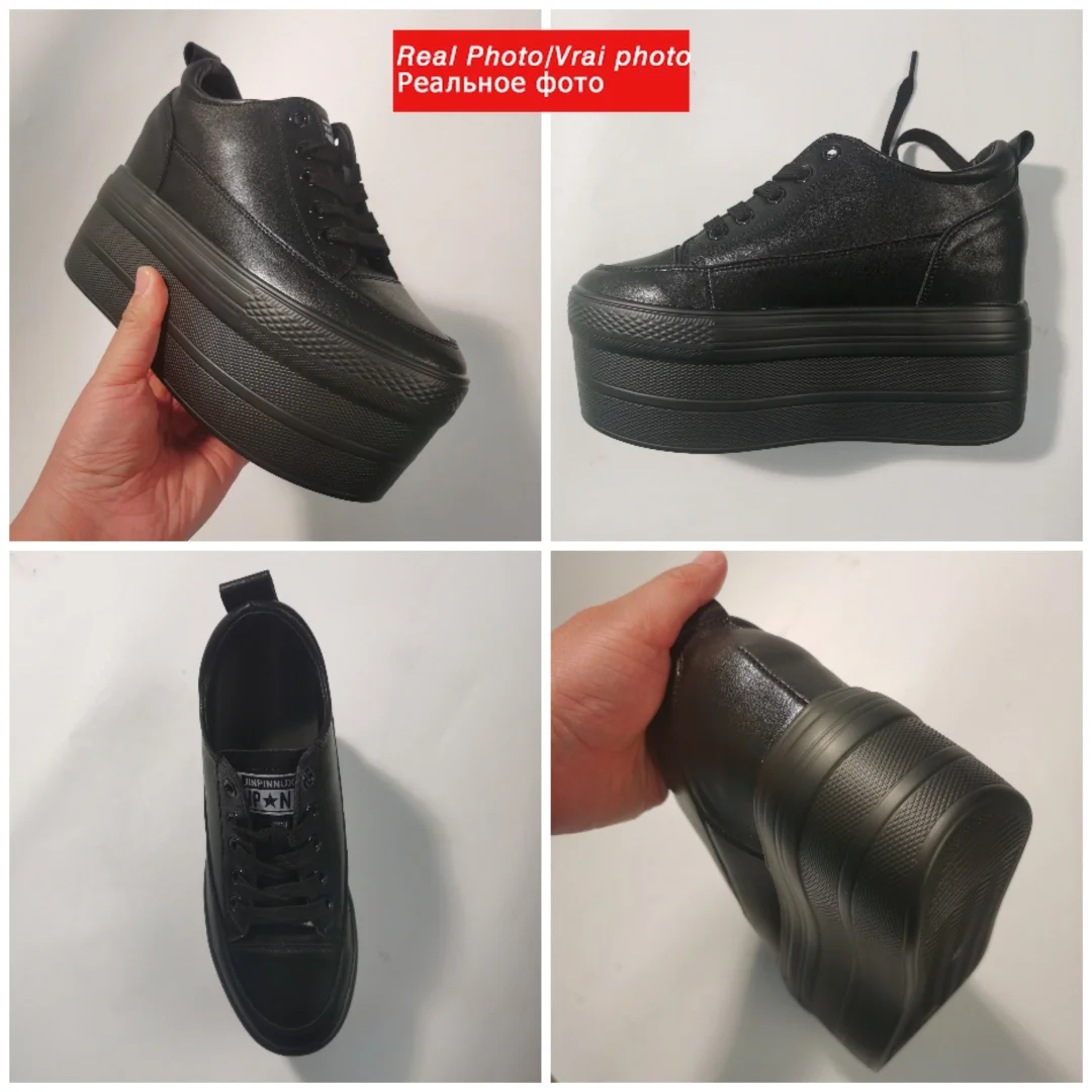 Fujin 2021 Single Shoes Women New Autumn Women's Leather Platform White Shoes Fashion Breathable Elevator Casual Shoes Lace-up