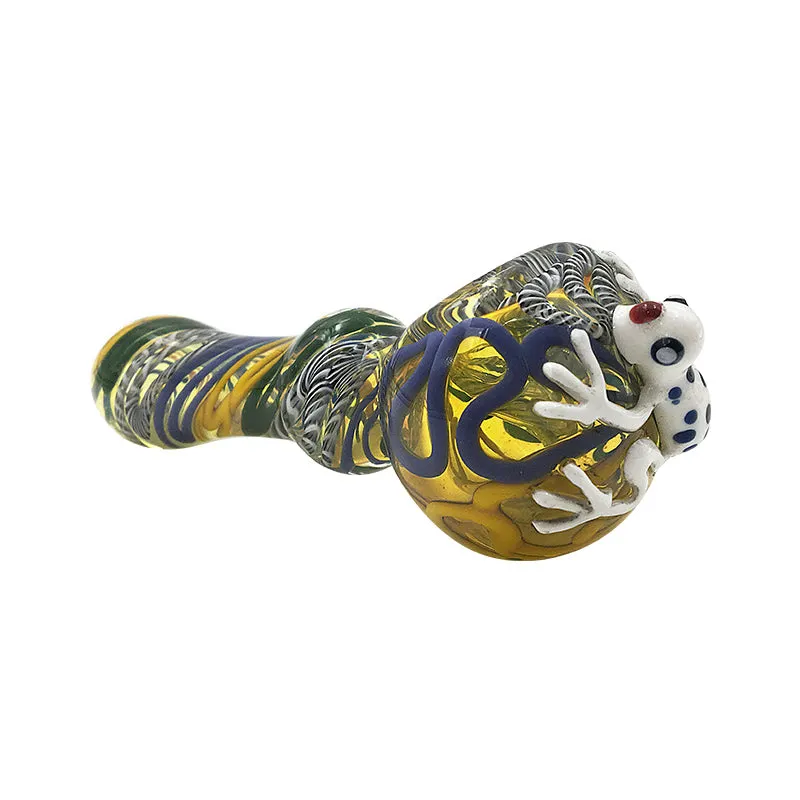 Colorful Glass Spoon Pipe with Animal for Tobacco Smoking