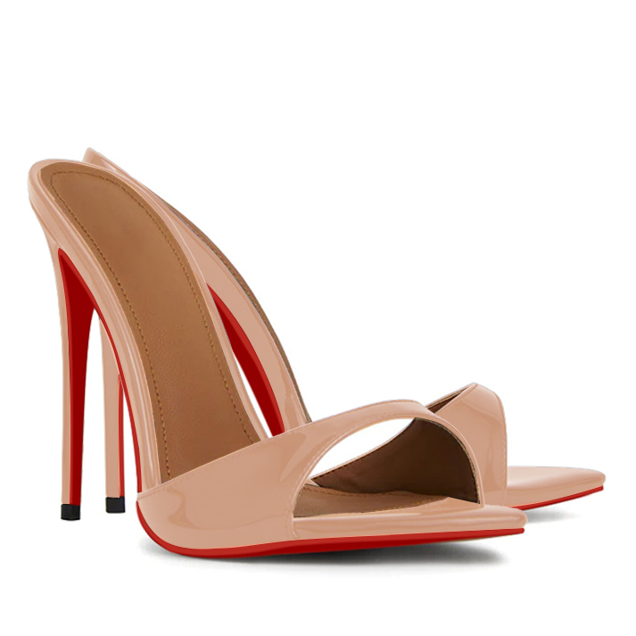 120mm Women's Sandals Pointed Toe Mules Heels Slip on Stilettos-vocosishoes