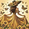 Diamond Painting-DIY Crystal Rhinestone  Black Hat Sunflower Lady