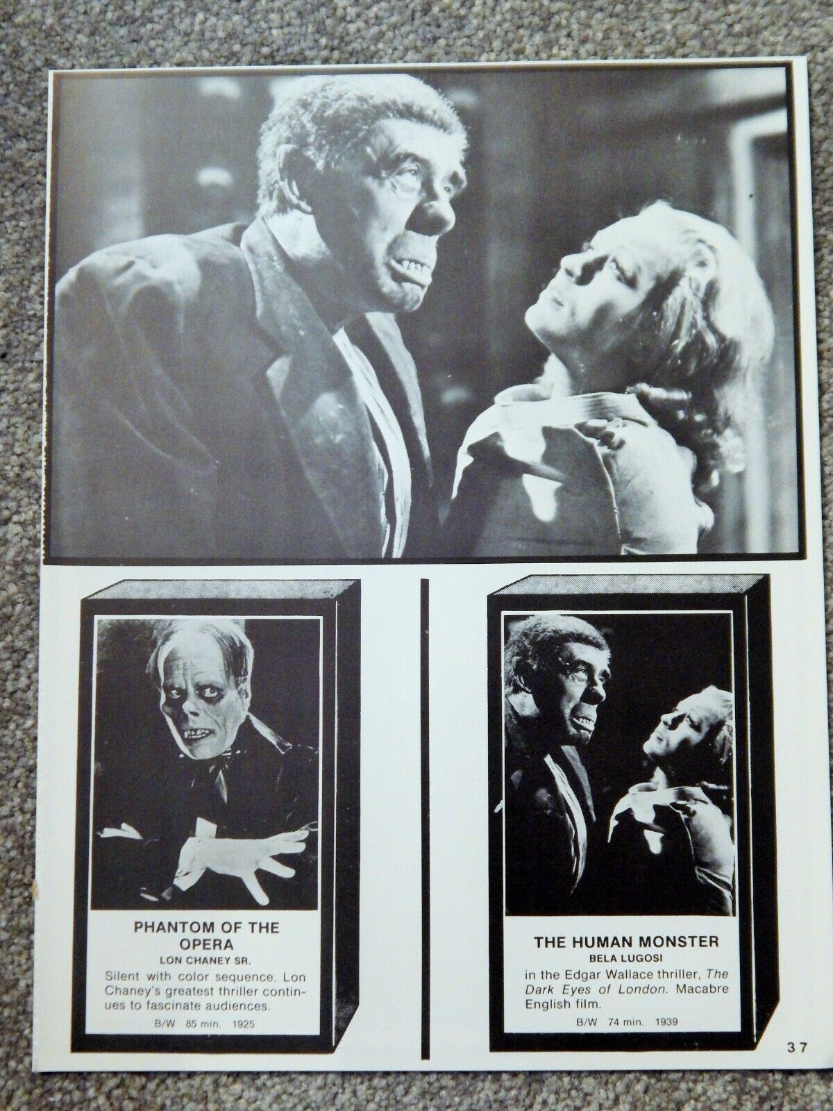 HUMAN MONSTER (1939 BELA LUGOSI) / DEATH KISS / INVISIBLE GHOST B&W Photo Poster paintingS