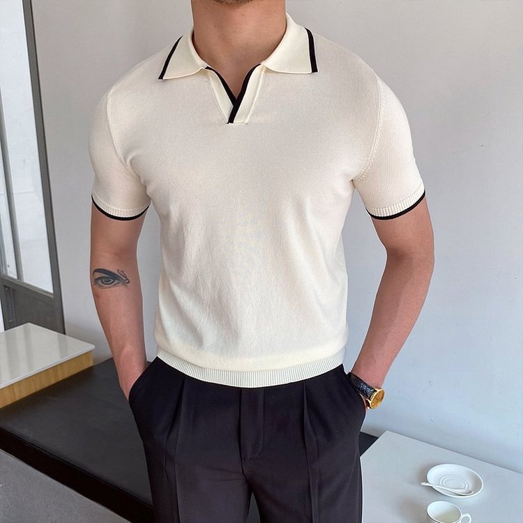 Classic Henley Shirts Casual Slim Fit Solid Color Golf Polo