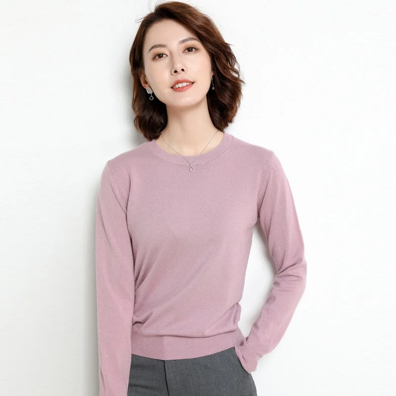 Women Sweater 2020 New O-neck Female Long-sleeved Knitted Pullover Jumper Pull Femme Clothes White Loose Thin Korean Plus Size