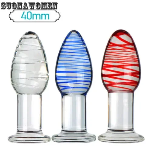 pornhint Pornhint 40mm Pyrex Crystal Anus Buttplug Ball Dildo Colorful Veins Glass Anal Sex Toys