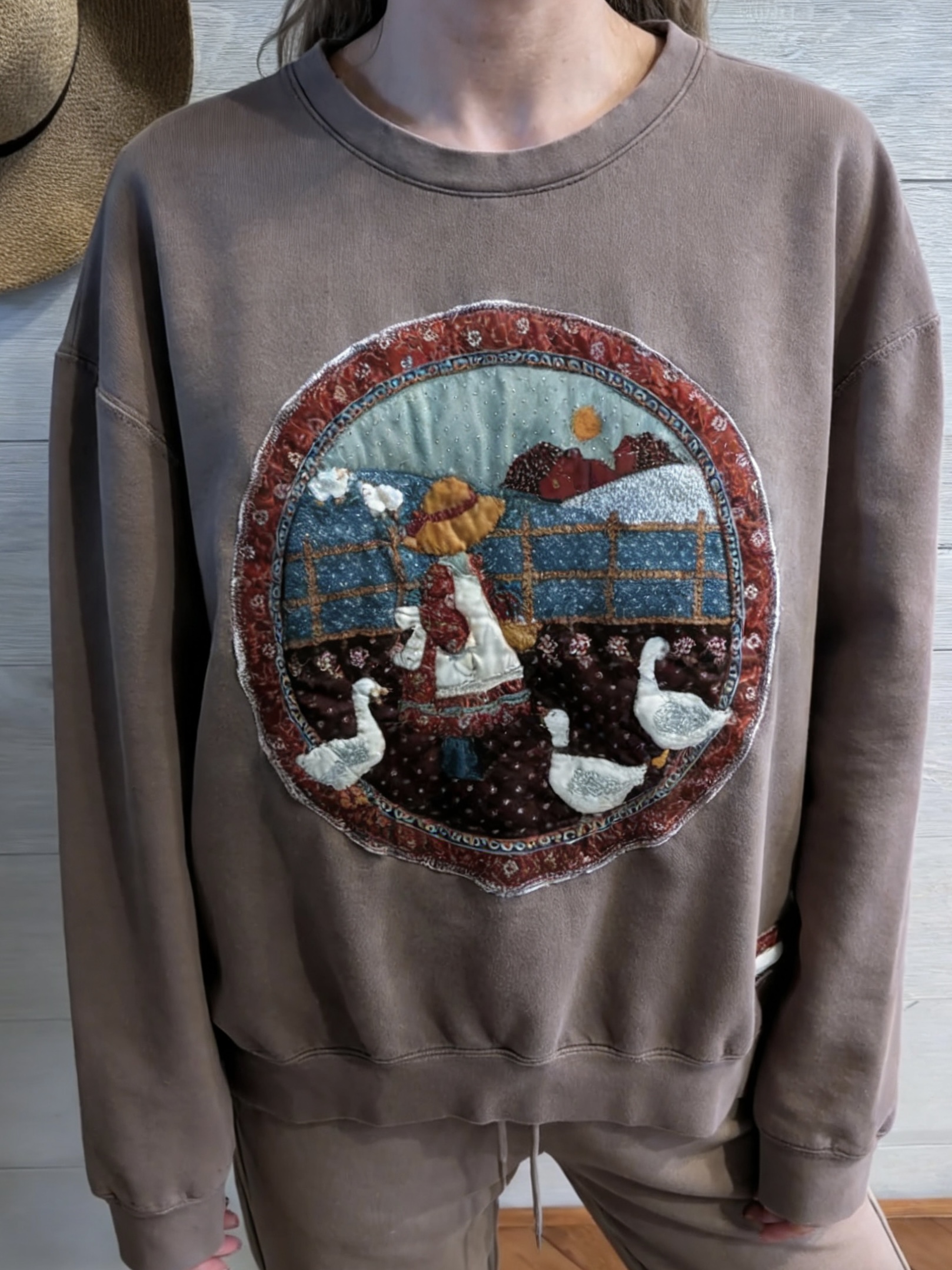 patchwork crew neck shirt
