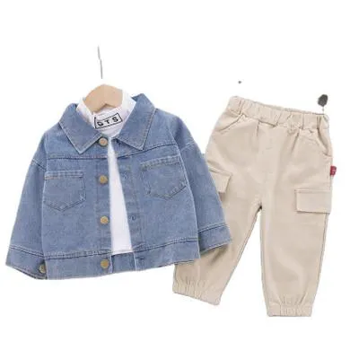 Autumn Spring Toddler Kids Clothes Denim Jacket + T-shirt + Pants Fashion Boys Outfits Infant Children Costume