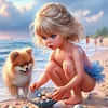 Diamond Painting-DIY Full Round Drill Beach Girl(40*40 CM)