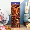 3D Wooden Puzzle Dollhouse with Sensor Light Bookshelf Insert Decor Mini Furniture Book Nook