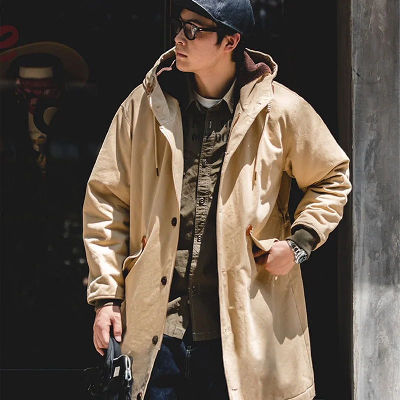 Aonga Autumn Outfits  American Retro N2 Deck Padded Jacket Thick Warm Hooded Parka Male Winter Coat Long Loose Vintage Men’s Wear 2023 New