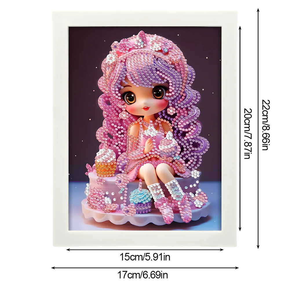 Diamond Painting - Partial Crystal Rhinestone Drill - Cartoon Girl(Canvas|15*20cm)【with Plastic Frame】