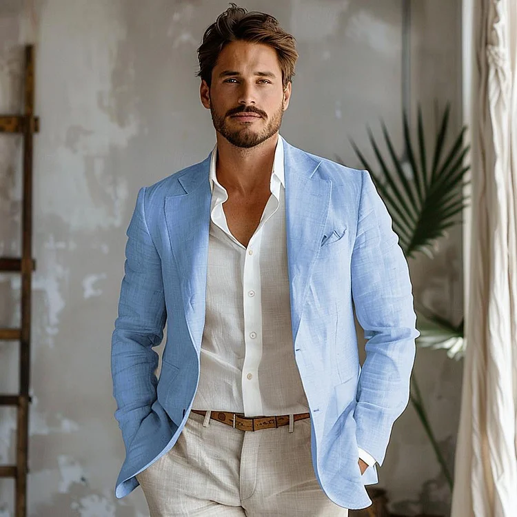 100% Linen Single Breasted Blazer Jacket QueenFunky
