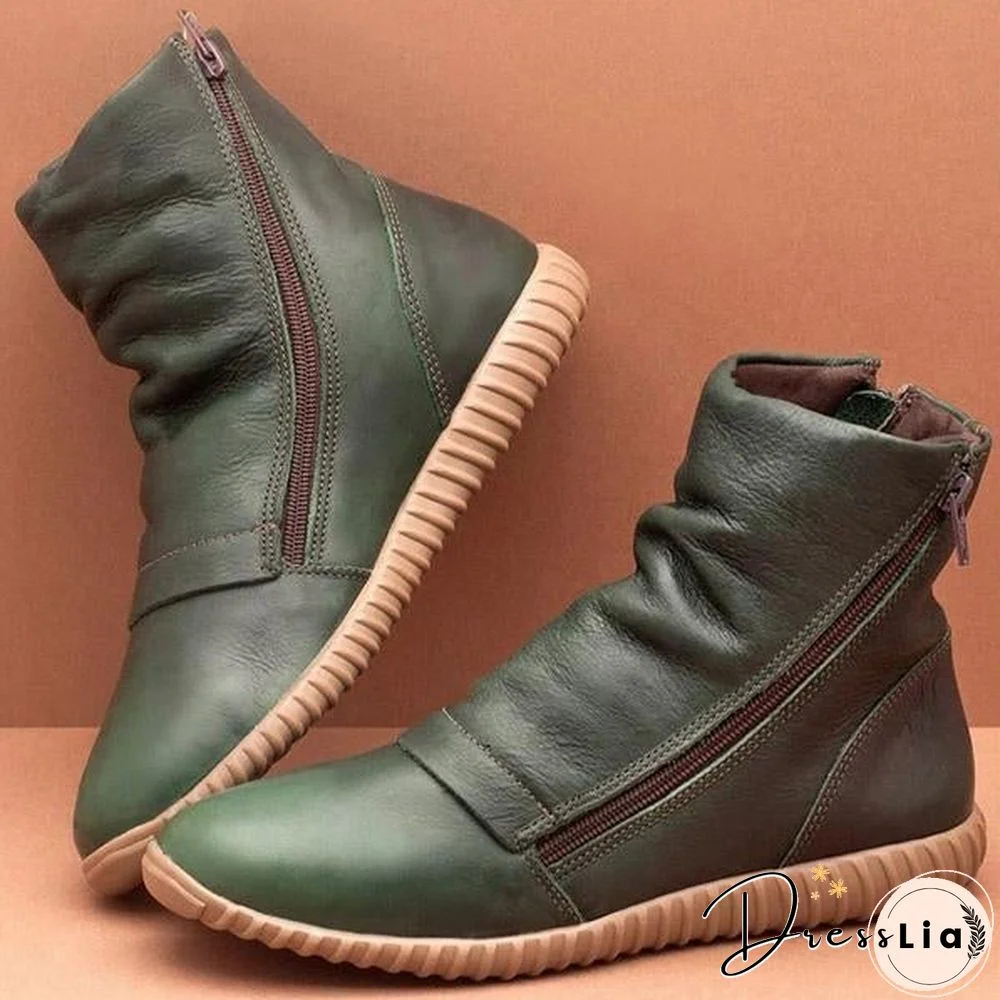 Casual Solid Zipper Ankle Boots