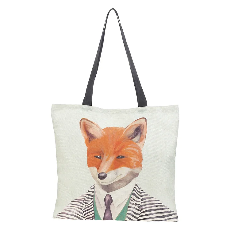 Linen Eco-friendly Tote Bag - Animal portraits