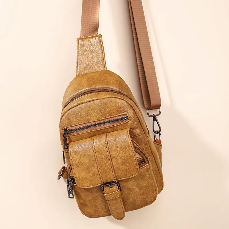 Ladies Shoulder Bag Fashion Retro Solid Color Crossbody Bag