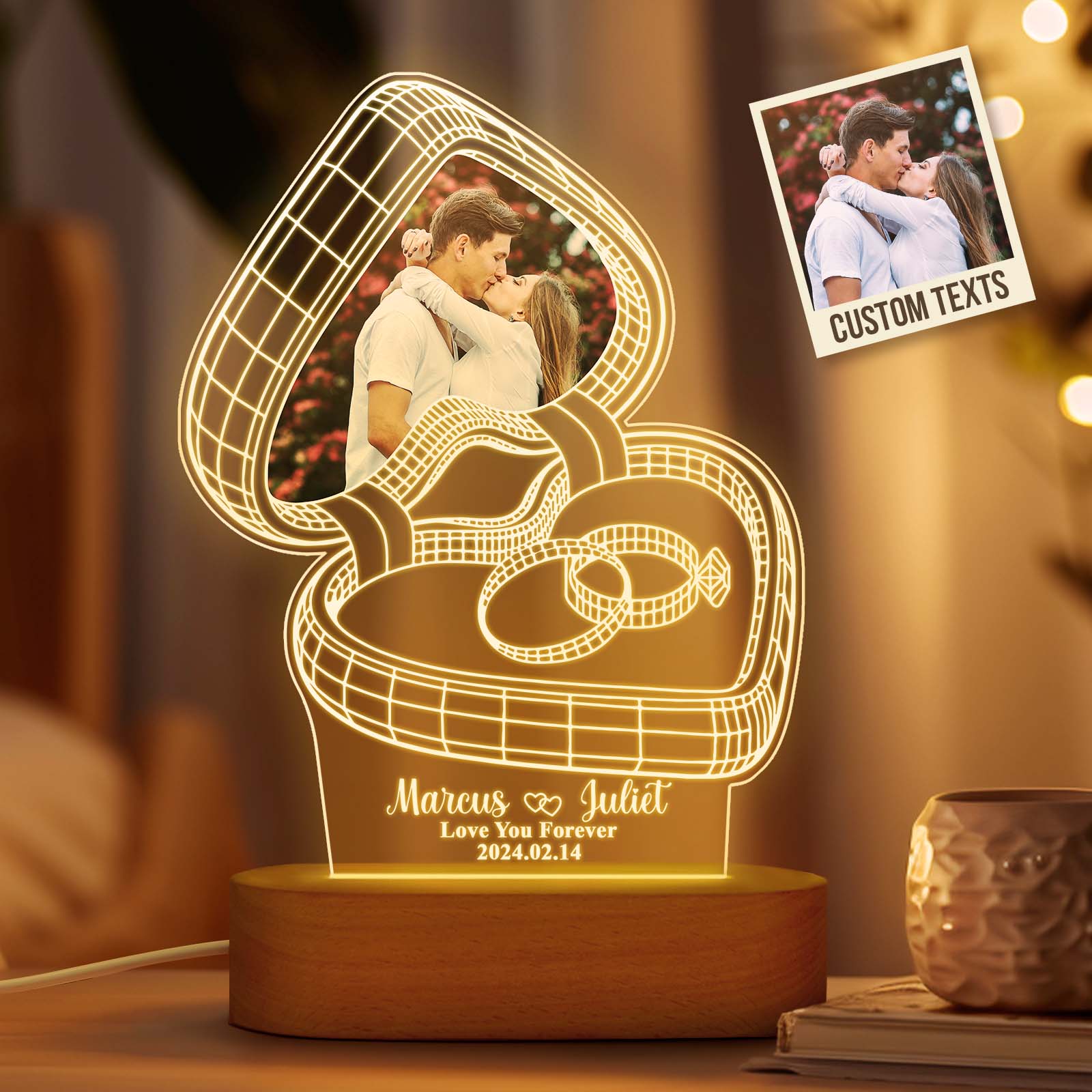Loveyoufancy Custom Couple Photo Lamp Gifts for Her Night Light