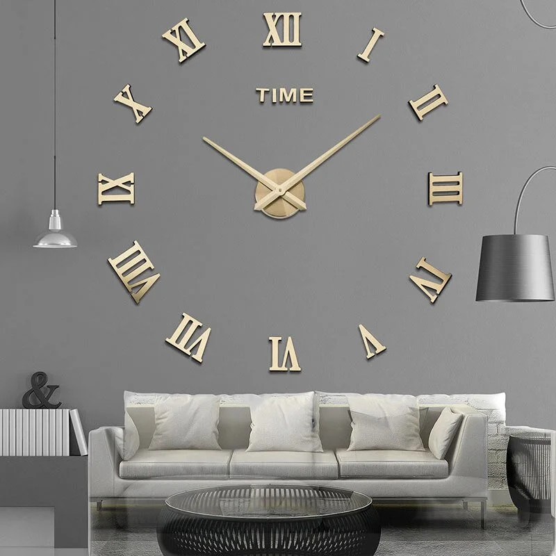 Roman Numerals Wall Clock Acrylic Material Self-adhesive Modern Home Decor 3D DIY Digital Wall Clocks Stickers Living Room