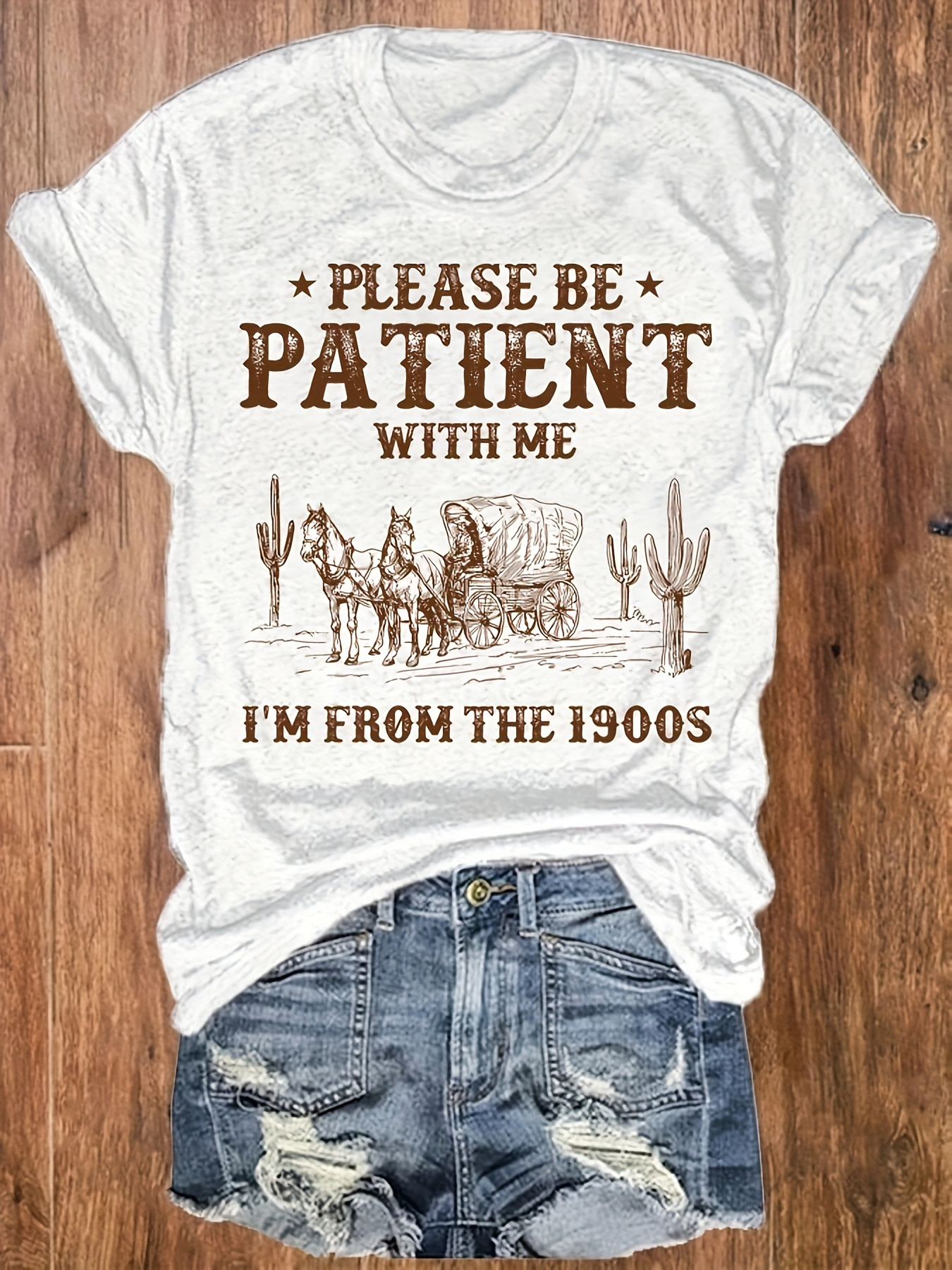 Women's Casual Suit, Loungewear, Large Size, Women's Round Neck Short-Sleeved T-Shirt, 100% Breathable Fabric, Casual Spring And Summer Tops, Women's Daily Comfortable T-Shirt, Opaque Material, Inspirational Graphic T-Shirt | IFYHOME