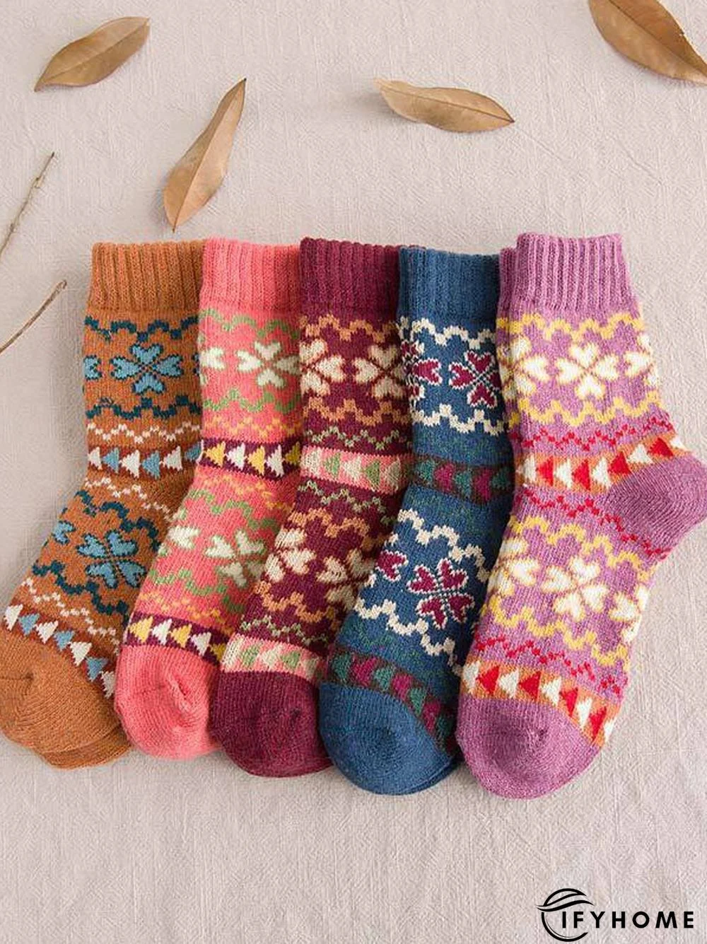 1 Pcs Ethnic Rabbit Wool Heart Pattern Socks Sets Thickened Warm Accessories | IFYHOME