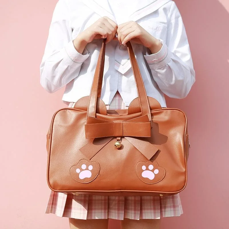 Pink/Brown Kawaii Cat Paws Bow Handbag SP14024