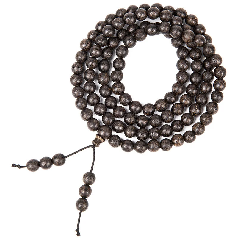 Brunei Black Oil Agarwood 108 Beads Mala Bracelet Necklace 8mm 6mm